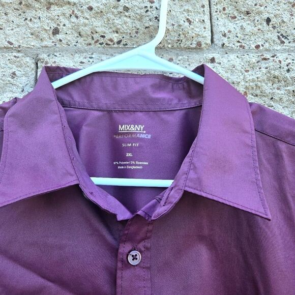 Men's MIX&NY purple, button-down casual dress shirt - Picture 4 of 16